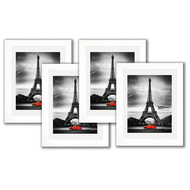 Studio 500~10x13 Four-Pack Rustic Distressed Frames Comes with an Off-White Beveled Mat for 8x10 x 2 for 5x7 photos 